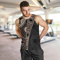 Fiji Traditional Masi Men Tank Top Tapa Art Palm Leaves Pattern