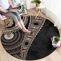 Fiji Traditional Masi Round Carpet Tapa Art Palm Leaves Pattern