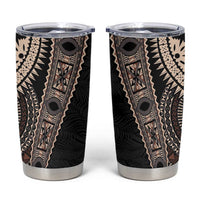Fiji Traditional Masi Tumbler Cup Tapa Art Palm Leaves Pattern