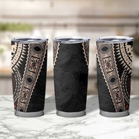 Fiji Traditional Masi Tumbler Cup Tapa Art Palm Leaves Pattern