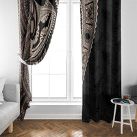 Fiji Traditional Masi Window Curtain Tapa Art Palm Leaves Pattern