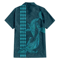 Aloha Hawaii Whale Kakau and Polynesian Tattoo Hawaiian Shirt Turquoise Color