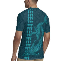 Aloha Hawaii Whale Kakau and Polynesian Tattoo Rugby Jersey Turquoise Color
