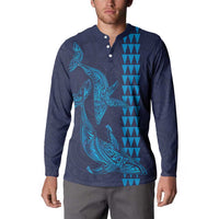 Aloha Hawaii Whale Kakau and Polynesian Tattoo Button Sweatshirt Dark Navy Color