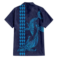 Aloha Hawaii Whale Kakau and Polynesian Tattoo Family Matching Summer Maxi Dress and Hawaiian Shirt Dark Navy Color