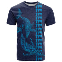Aloha Hawaii Whale Kakau and Polynesian Tattoo T Shirt Dark Navy Color