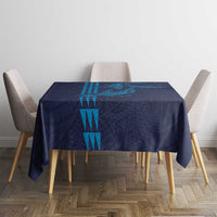Aloha Hawaii Whale Kakau and Polynesian Tattoo Tablecloth Dark Navy Color