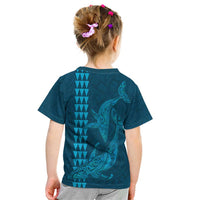 Aloha Hawaii Whale Kakau and Polynesian Tattoo Kid T Shirt Light Blue Color