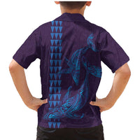 Aloha Hawaii Whale Kakau and Polynesian Tattoo Family Matching Mermaid Dress and Hawaiian Shirt Purple Color