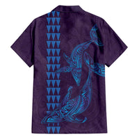 Aloha Hawaii Whale Kakau and Polynesian Tattoo Family Matching Summer Maxi Dress and Hawaiian Shirt Purple Color