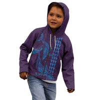 Aloha Hawaii Whale Kakau and Polynesian Tattoo Kid Hoodie Purple Color