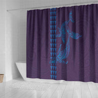 Aloha Hawaii Whale Kakau and Polynesian Tattoo Shower Curtain Purple Color