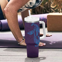 Aloha Hawaii Whale Kakau and Polynesian Tattoo Tumbler With Handle Purple Color