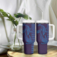 Aloha Hawaii Whale Kakau and Polynesian Tattoo Tumbler With Handle Purple Color