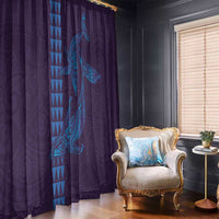 Aloha Hawaii Whale Kakau and Polynesian Tattoo Window Curtain Purple Color
