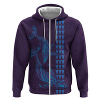 Aloha Hawaii Whale Kakau and Polynesian Tattoo Zip Hoodie Purple Color