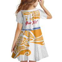 Personalised Hawaiki Nui Va'a French Polynesian Pattern Family Matching Short Sleeve Bodycon Dress and Hawaiian Shirt White Color LT03 - Polynesian Pride