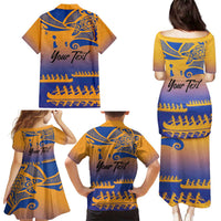 Personalised Hawaiki Nui Va'a French Polynesian Pattern Family Matching Puletasi and Hawaiian Shirt Sunset Color LT03 - Polynesian Pride