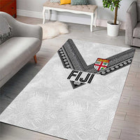 Rugby Fiji Area Rug Fijian Masi Tribal Sporty Style White Color - Polynesian Pride