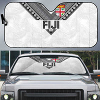 Rugby Fiji Auto Sun Shade Fijian Masi Tribal Sporty Style White Color LT03 White - Polynesian Pride
