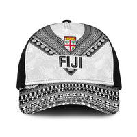 Rugby Fiji Baseball Net Cap Fijian Masi Tribal Sporty Style White Color - Polynesian Pride