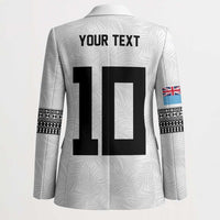 Custom Rugby Fiji Blazer Fijian Masi Tribal Sporty Style White Color - Polynesian Pride