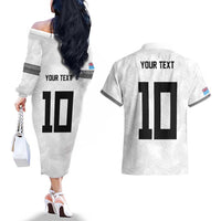 Custom Rugby Fiji Couples Matching Off The Shoulder Long Sleeve Dress and Hawaiian Shirt Fijian Masi Tribal Sporty Style White Color - Polynesian Pride