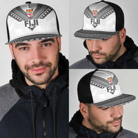 Rugby Fiji Mesh Trucker Cap Fijian Masi Tribal Sporty Style White Color - Polynesian Pride