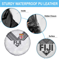 Rugby Fiji Spare Tire Cover Fijian Masi Tribal Sporty Style White Color - Polynesian Pride