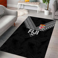 Rugby Fiji Area Rug Fijian Masi Tribal Sporty Style Black Color - Polynesian Pride