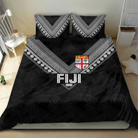 Rugby Fiji Bedding Set Fijian Masi Tribal Sporty Style Black Color - Polynesian Pride