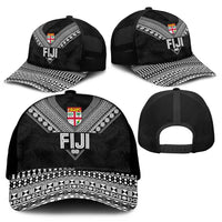 Rugby Fiji Mesh Trucker Cap Fijian Masi Tribal Sporty Style Black Color - Polynesian Pride