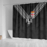 Rugby Fiji Shower Curtain Fijian Masi Tribal Sporty Style Black Color - Polynesian Pride