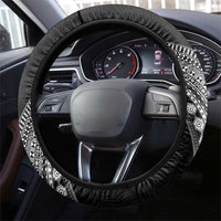 Rugby Fiji Steering Wheel Cover Fijian Masi Tribal Sporty Style Black Color LT03 - Polynesian Pride