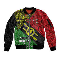 Papua New Guinea Southern Highlands Province Sleeve Zip Bomber Jacket PNG Birds Of Paradise Polynesian Arty Style LT03 Unisex Black - Polynesian Pride