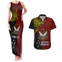 Personalised Papua New Guinea Western Province Couples Matching Tank Maxi Dress and Hawaiian Shirt PNG Birds Of Paradise Polynesian Arty Style LT03 Red - Polynesian Pride