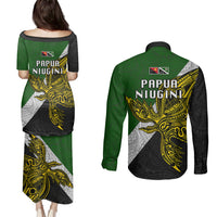 Papua New Guinea Western Highlands Province Couples Matching Puletasi Dress and Long Sleeve Button Shirts PNG Birds Of Paradise Polynesian Arty Style LT03 - Polynesian Pride