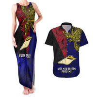 Personalised Papua New Guinea West New Britain Province Couples Matching Tank Maxi Dress and Hawaiian Shirt PNG Birds Of Paradise Polynesian Arty Style LT03 Blue - Polynesian Pride