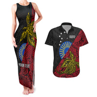 Personalised Papua New Guinea Sandaun Province Couples Matching Tank Maxi Dress and Hawaiian Shirt PNG Birds Of Paradise Polynesian Arty Style LT03 Red - Polynesian Pride