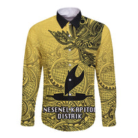 Personalised Papua New Guinea National Capital District Long Sleeve Button Shirt PNG Birds Of Paradise Polynesian Arty Style LT03 Unisex Yellow - Polynesian Pride