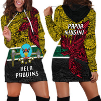 Papua New Guinea Hela Province Hoodie Dress PNG Birds Of Paradise Polynesian Arty Style LT03 - Polynesian Pride