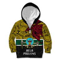Papua New Guinea Hela Province Kid Hoodie PNG Birds Of Paradise Polynesian Arty Style LT03 Zip Hoodie Yellow - Polynesian Pride