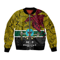 Personalised Papua New Guinea Hela Province Bomber Jacket PNG Birds Of Paradise Polynesian Arty Style LT03 Unisex Yellow - Polynesian Pride