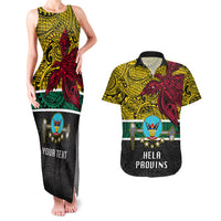 Personalised Papua New Guinea Hela Province Couples Matching Tank Maxi Dress and Hawaiian Shirt PNG Birds Of Paradise Polynesian Arty Style LT03 Yellow - Polynesian Pride