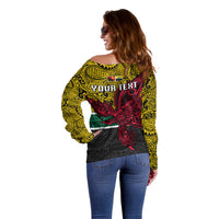 Personalised Papua New Guinea Hela Province Off Shoulder Sweater PNG Birds Of Paradise Polynesian Arty Style LT03 - Polynesian Pride