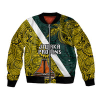 Papua New Guinea Jiwaka Province Bomber Jacket PNG Birds Of Paradise Polynesian Arty Style LT03 Unisex Yellow - Polynesian Pride