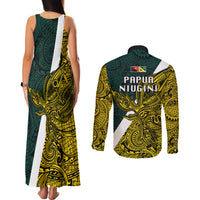 Papua New Guinea Jiwaka Province Couples Matching Tank Maxi Dress and Long Sleeve Button Shirts PNG Birds Of Paradise Polynesian Arty Style LT03 - Polynesian Pride