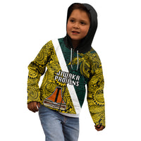 Papua New Guinea Jiwaka Province Kid Hoodie PNG Birds Of Paradise Polynesian Arty Style LT03 - Polynesian Pride