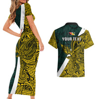 Personalised Papua New Guinea Jiwaka Province Couples Matching Short Sleeve Bodycon Dress and Hawaiian Shirt PNG Birds Of Paradise Polynesian Arty Style LT03 - Polynesian Pride