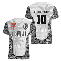 Custom Fiji Pacific Rugby 2024 Women V-Neck T-Shirt Tapa Tribal and Fijian Masi Pattern LT03 - Polynesian Pride